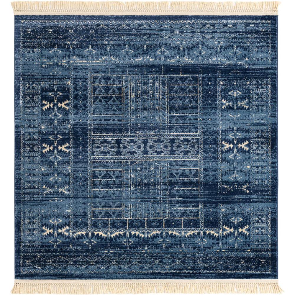 Unique Loom 5 Ft Square Rug in Blue (3154209). Picture 1