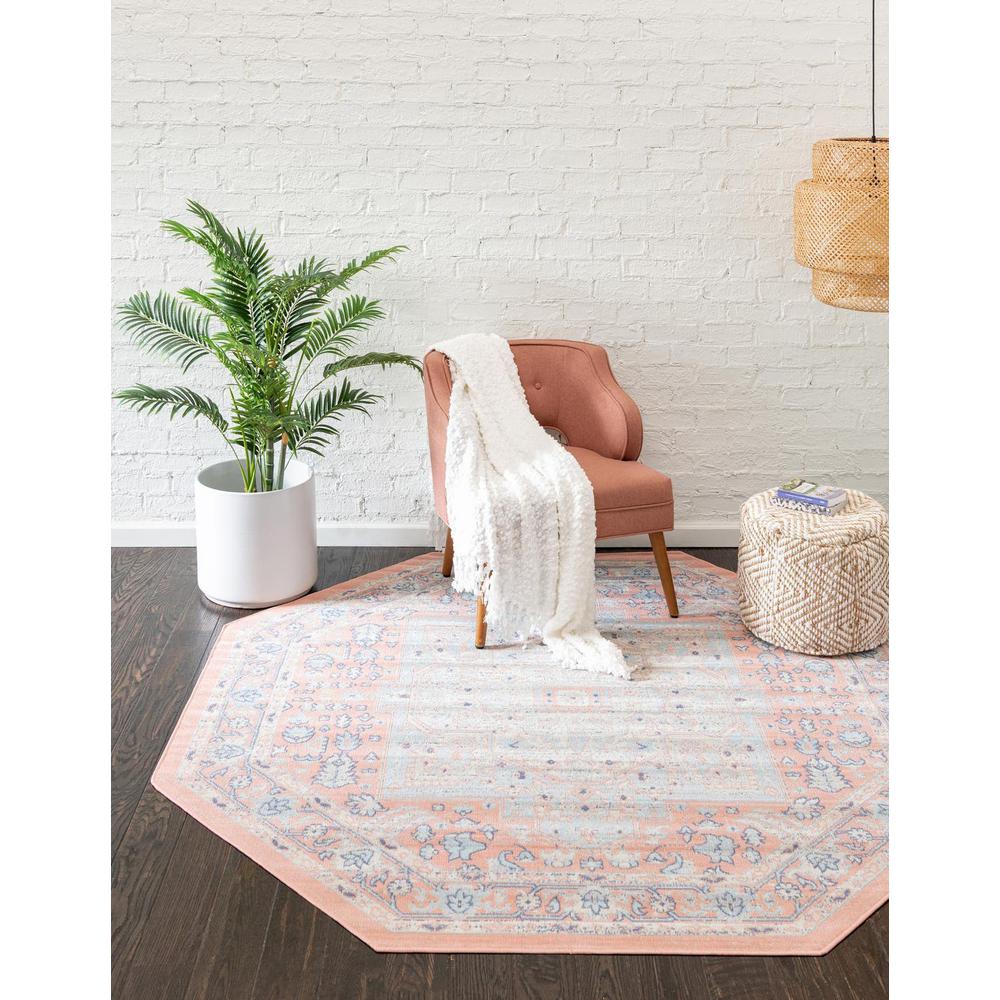 Unique Loom 7 Ft Octagon Rug in Powder Pink (3154868). Picture 1