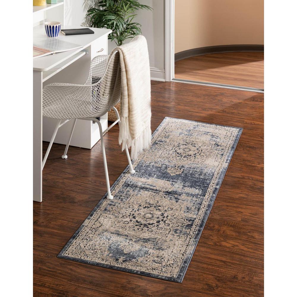Chateau Roosevelt Rug, Navy Blue (2' 2 x 6' 7). Picture 1