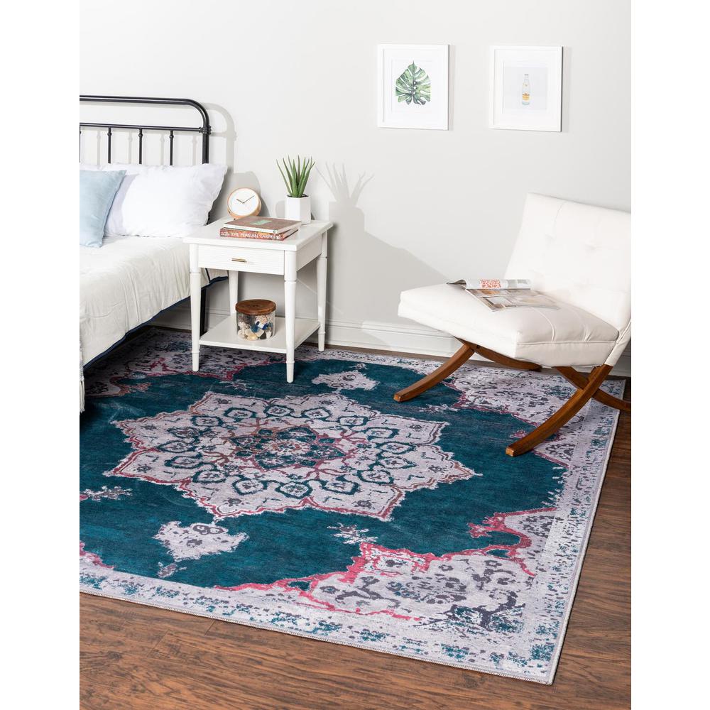 Unique Loom 7 Ft Square Rug in Teal (3166474). Picture 1