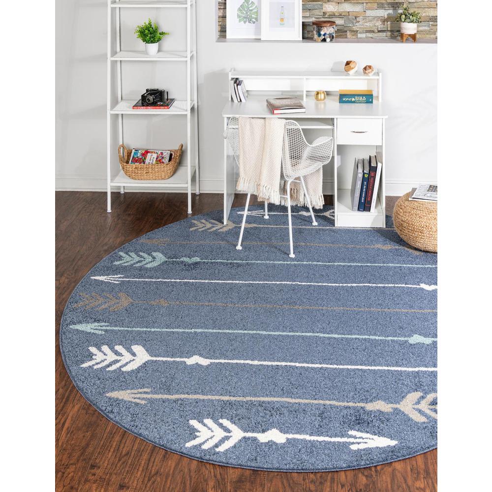Unique Loom 3 Ft Round Rug in Blue (3164362). Picture 1