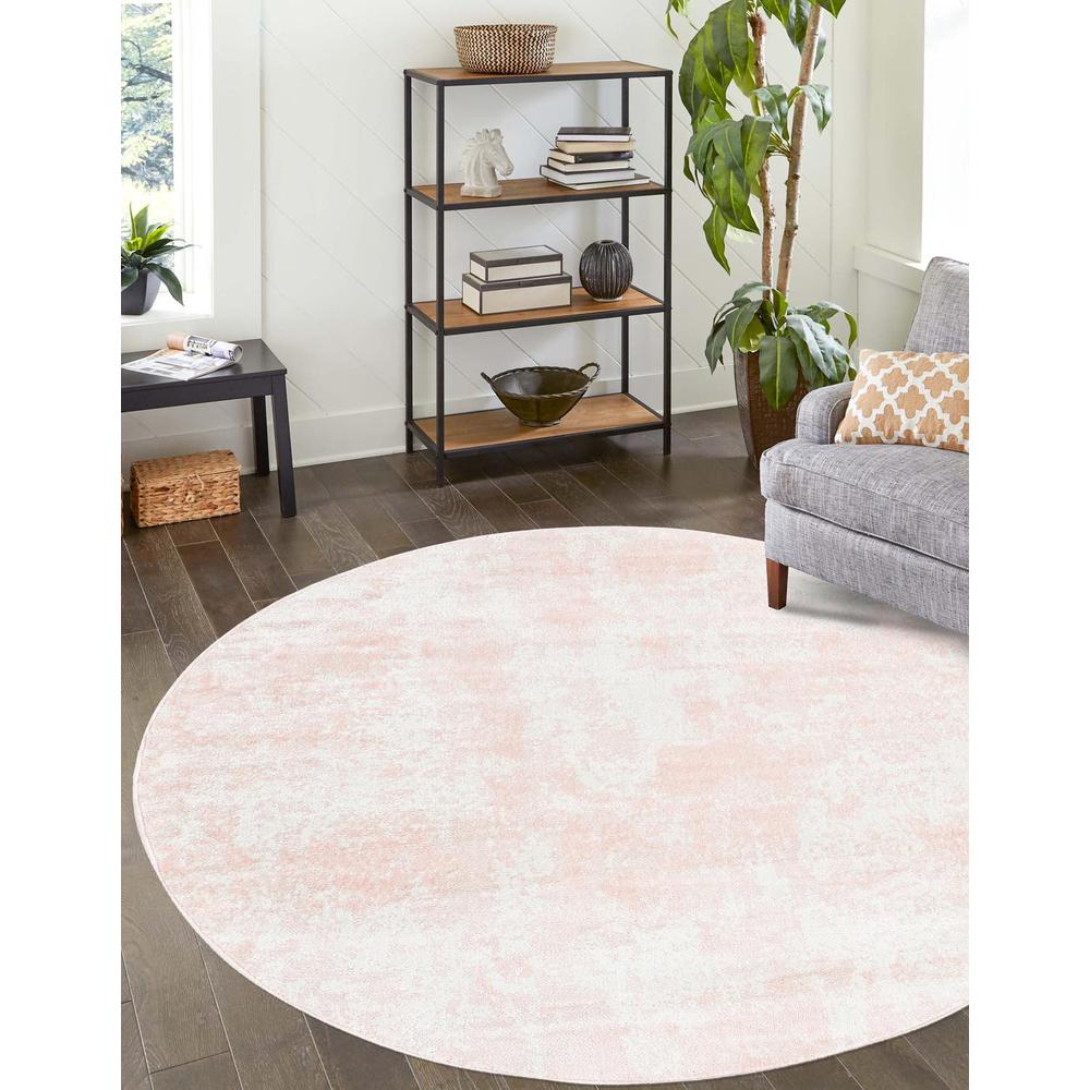 Unique Loom 7 Ft Round Rug in Light Pink (3155971). Picture 1
