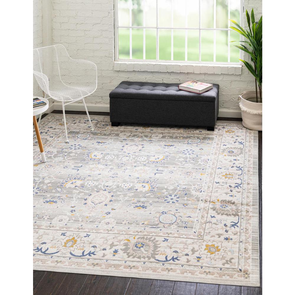 Unique Loom 8 Ft Square Rug in Cloud Gray (3155047). Picture 1