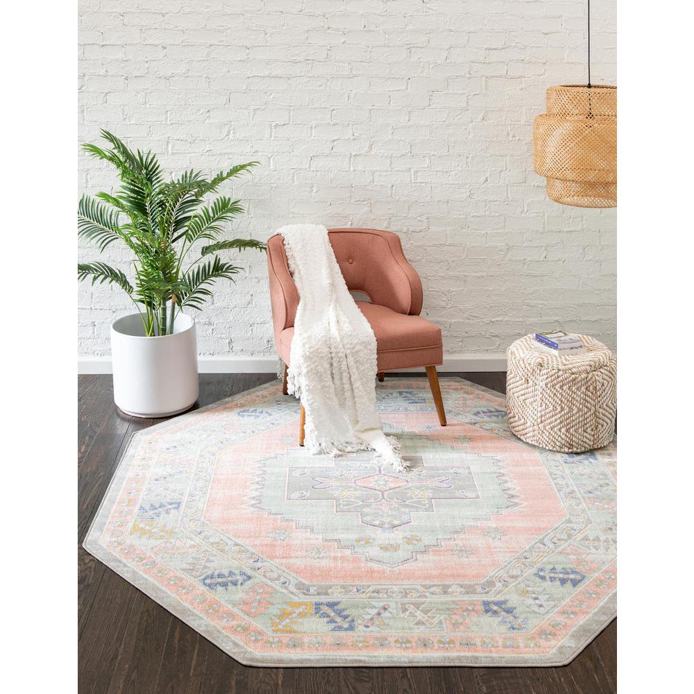 Unique Loom 7 Ft Octagon Rug in Powder Pink (3154958). Picture 1