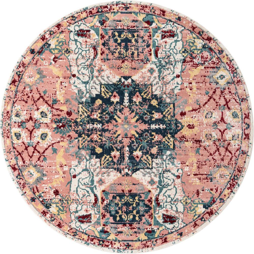Unique Loom 10 Ft Round Rug in Pink (3164242). The main picture.