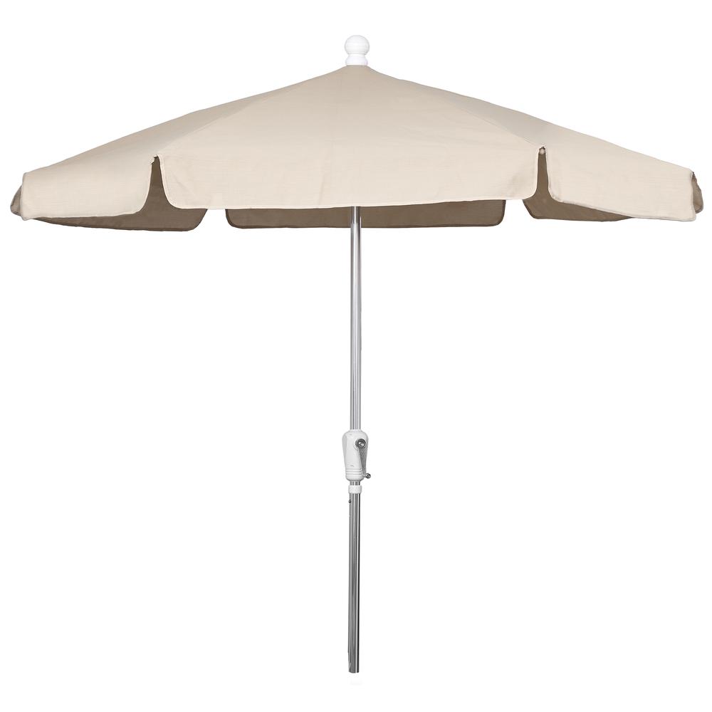 7.5' Hex Home Garden  Umbrella 6 Rib Crank Bright Aluminum with Beige Vinyl Coated Weave Canopy. Picture 1
