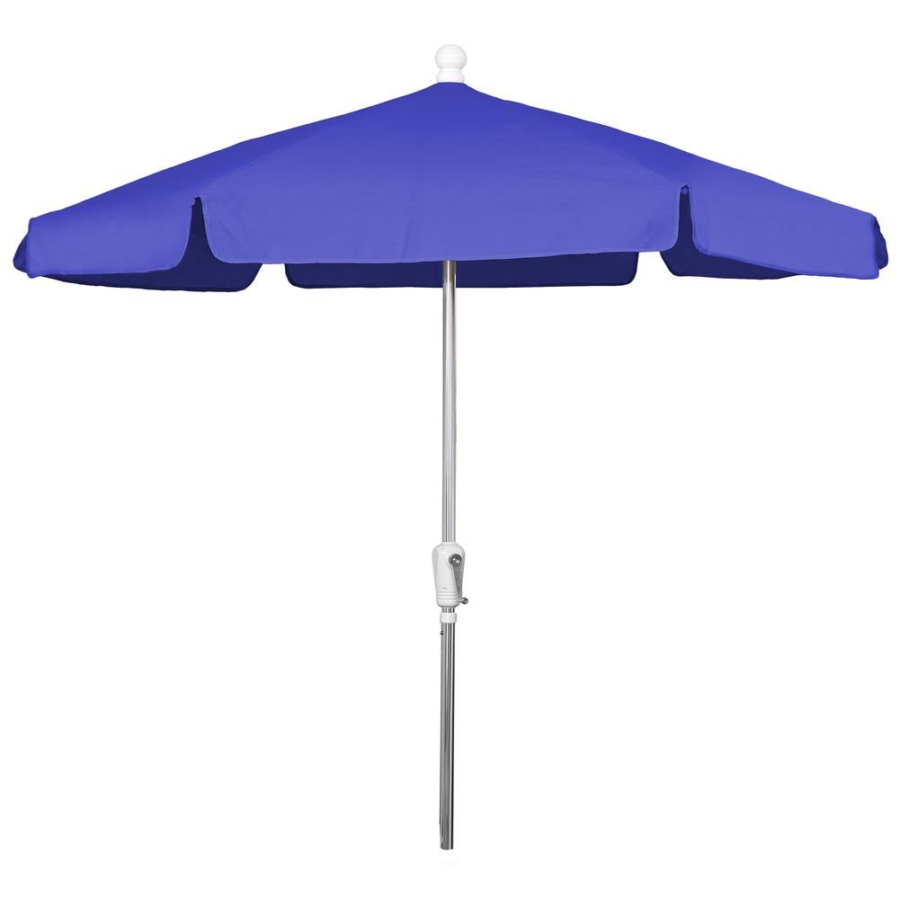 7.5' Hex Home Garden  Umbrella 6 Rib Crank Bright Aluminum with Pacific Blue Vinyl Coated Weave Canopy. The main picture.
