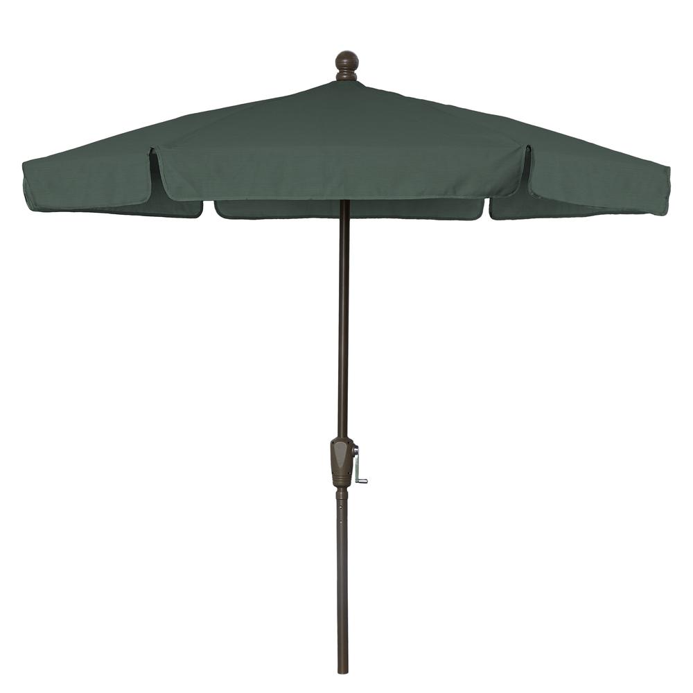 7.5' Hex Home Garden  Umbrella 6 Rib Crank Champagne Bronze with Forest Green Vinyl Coated Weave Canopy. Picture 1