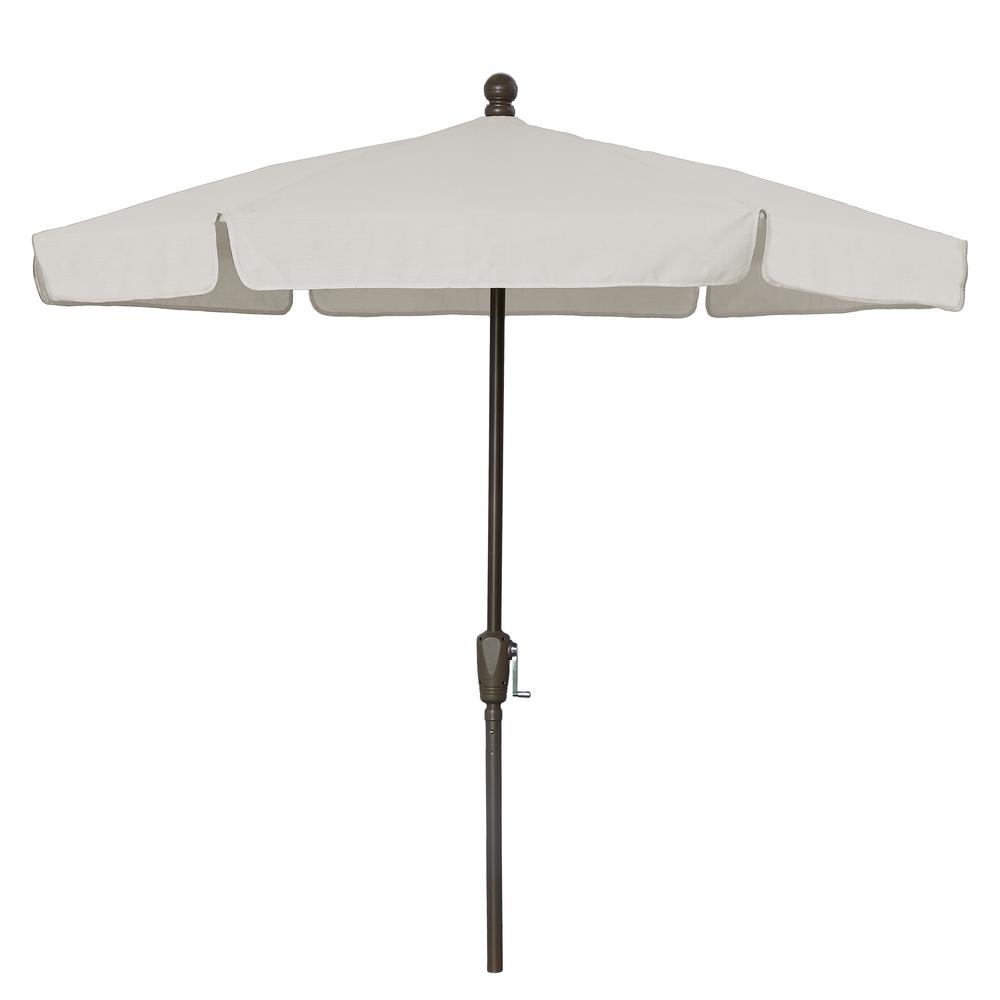 7.5' Hex Home Garden  Umbrella 6 Rib Crank Champagne Bronze with Natural Vinyl Coated Weave Canopy. Picture 1