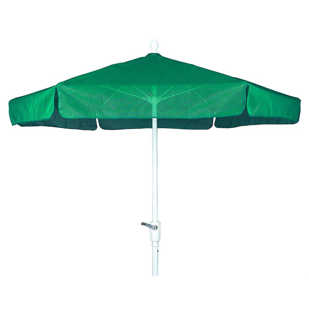 7.5' Hex Home Garden  Umbrella 6 Rib Crank White with Forest Green Vinyl Coated Weave Canopy. Picture 1