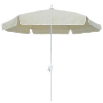 7.5' Hex Home Garden  Umbrella 6 Rib Crank White with Natural Vinyl Coated Weave Canopy. Picture 1