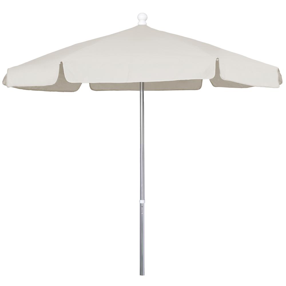 7.5' Hex Garden Umbrella 6 Rib Push Up Bright Aluminum with Natural Vinyl Coated Weave Canopy, 7GPUA-Natural. Picture 1
