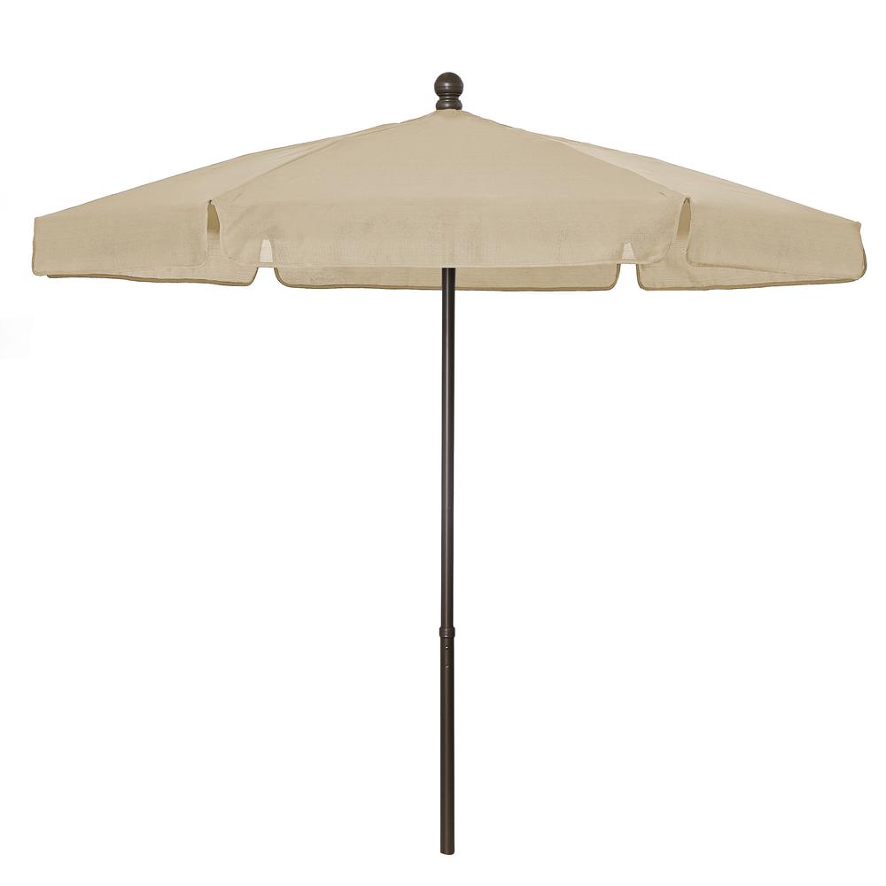 7.5' Hex Garden Umbrella 6 Rib Push Up Champagne Bronze with Beige Vinyl Coated Weave Canopy, 7GPUCB-Beige. Picture 1