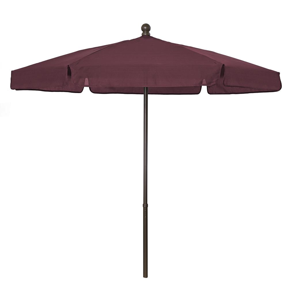 7.5' Hex Garden Umbrella 6 Rib Push Up Champagne Bronze with Burgundy Vinyl Coated Weave Canopy, 7GPUCB-Burgundy. Picture 1