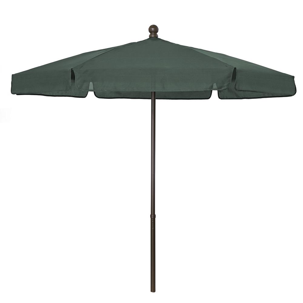7.5' Hex Garden Umbrella 6 Rib Push Up Champagne Bronze with Forest Green Vinyl Coated Weave Canopy, 7GPUCB-Forest Green. Picture 1