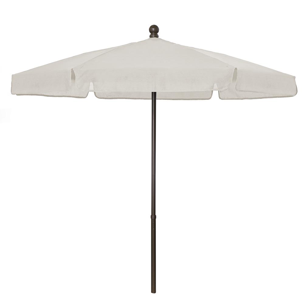 7.5' Hex Garden Umbrella 6 Rib Push Up Champagne Bronze with Natural Vinyl Coated Weave Canopy, 7GPUCB-Natural. Picture 1