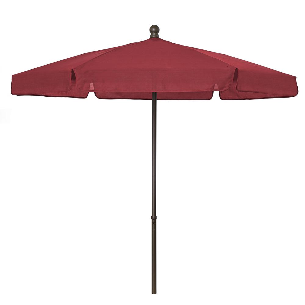 7.5' Hex Garden Umbrella 6 Rib Push Up Champagne Bronze with Red Vinyl Coated Weave Canopy, 7GPUCB-Red. Picture 1