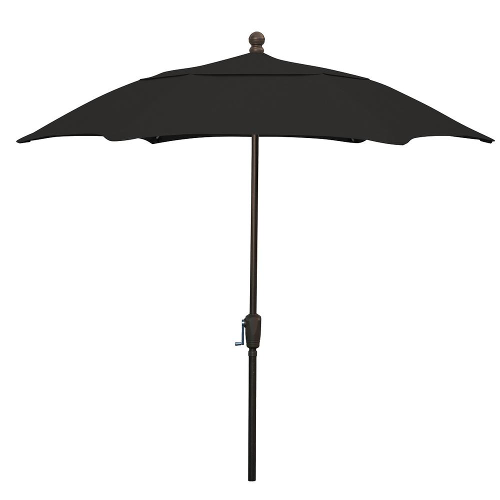 7.5' Hex Home Patio  Umbrella 6 Rib Crank Champagne Bronze with Black spun acrylic canopy. Picture 1