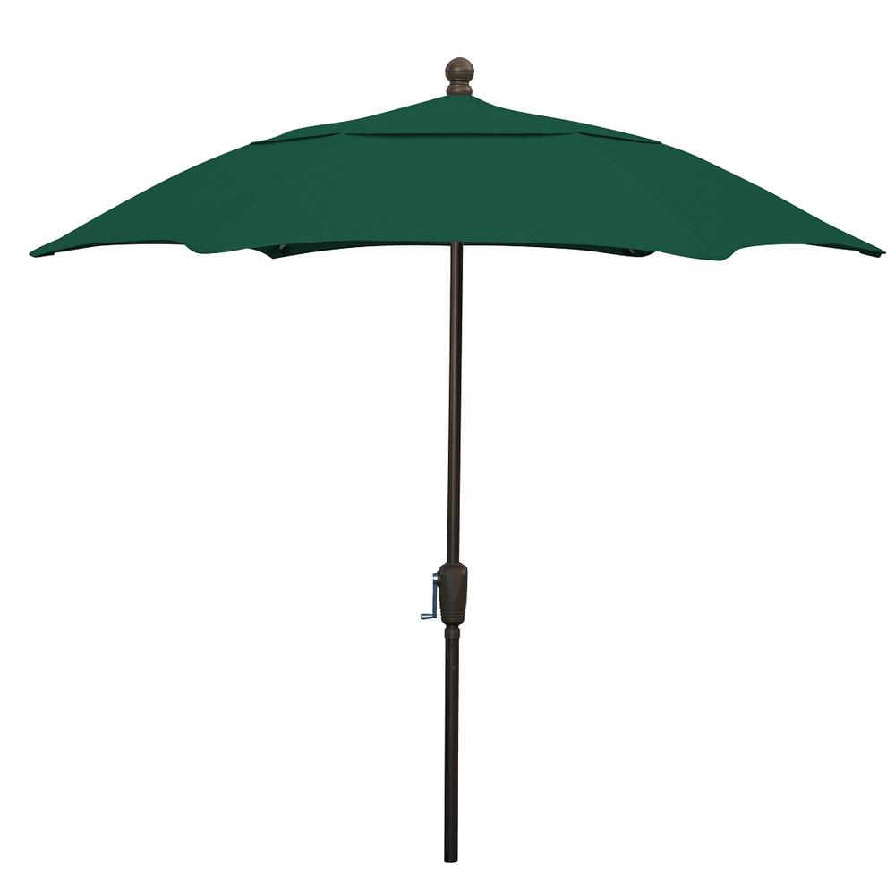 7.5' Hex Home Patio  Umbrella 6 Rib Crank Champagne Bronze with Forest Green spun acrylic canopy. Picture 1