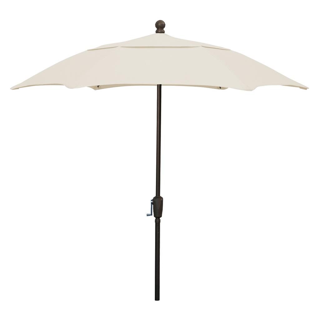 7.5' Hex Home Patio  Umbrella 6 Rib Crank Champagne Bronze with Natural spun acrylic canopy. Picture 1