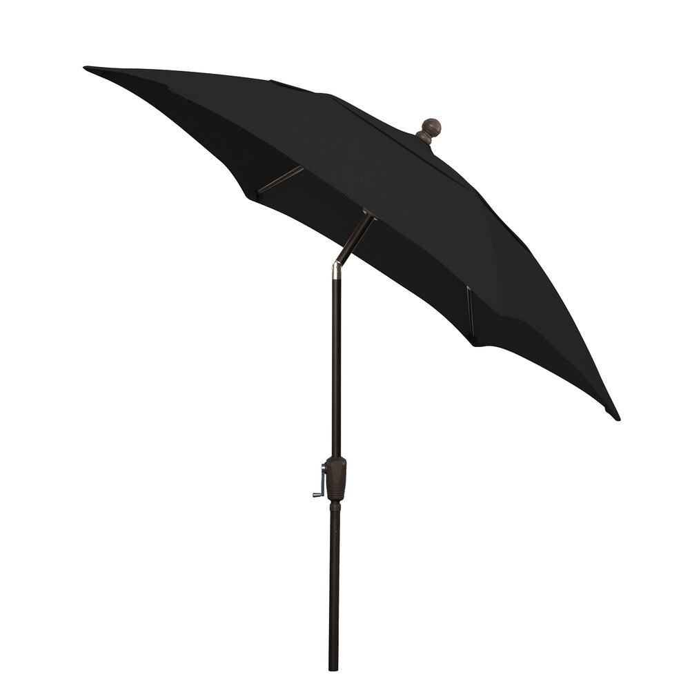 7.5' Hex Home Patio Tilt Umbrella 6 Rib Crank Champagne Bronze with Black Spun Acrylic Canopy. The main picture.