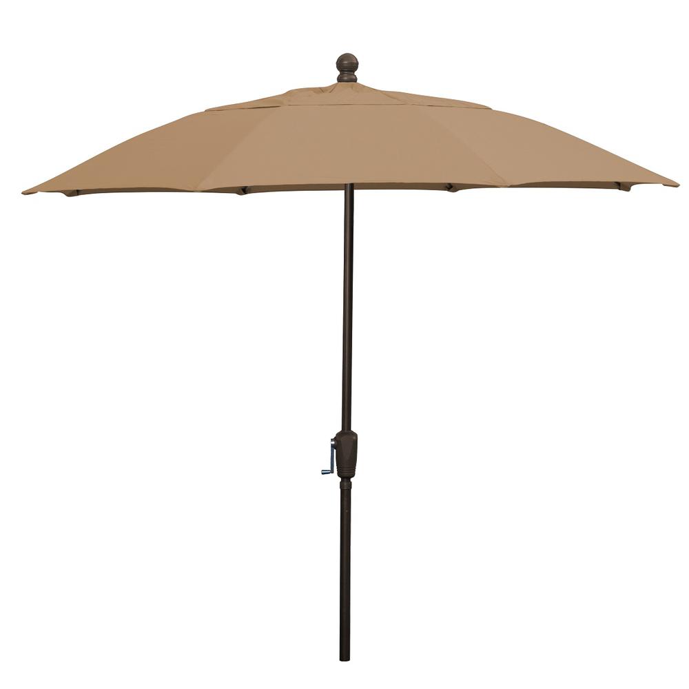 9' Oct Home Patio  Umbrella 8 Rib Crank Champagne Bronze with Beige spun acrylic canopy. Picture 1