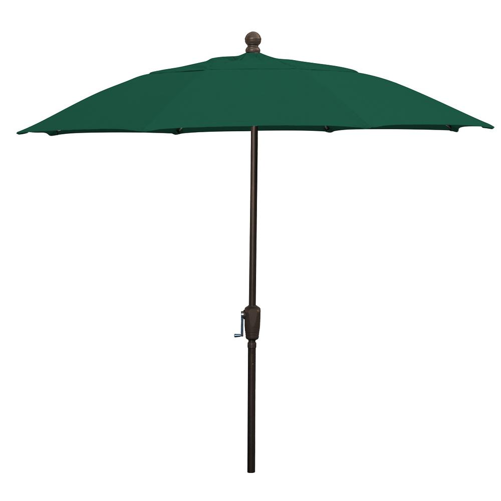 9' Oct Home Patio  Umbrella 8 Rib Crank Champagne Bronze with Forest Green spun acrylic canopy. Picture 1