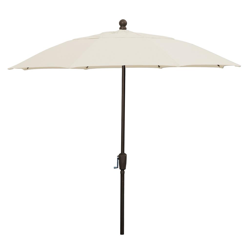9' Oct Home Patio  Umbrella 8 Rib Crank Champagne Bronze with Natural spun acrylic canopy. Picture 1