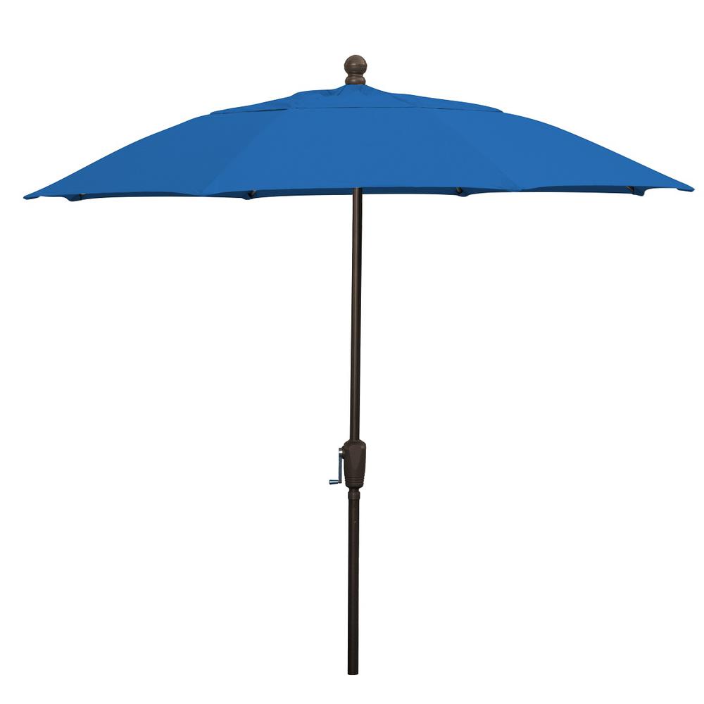 9' Oct Home Patio  Umbrella 8 Rib Crank Champagne Bronze with Pacific Blue spun acrylic canopy. Picture 1