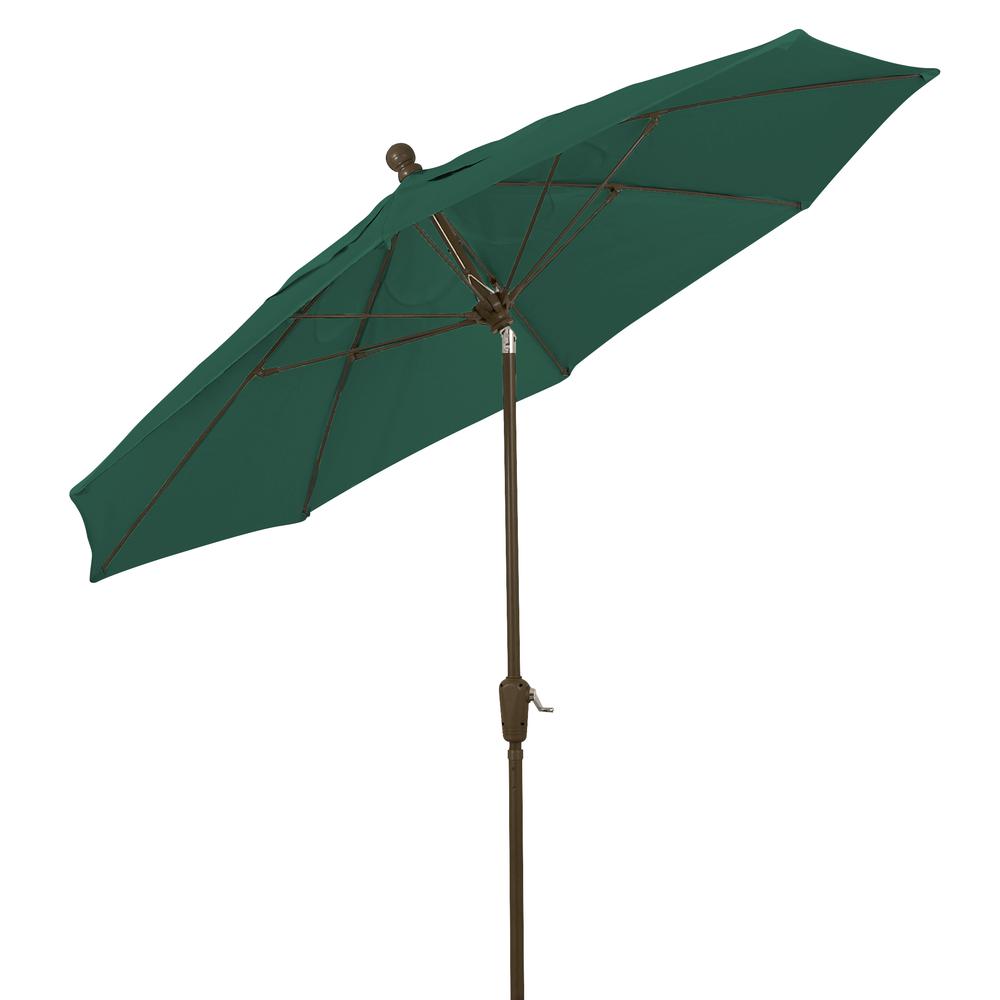 9' Oct Home Patio Tilt Umbrella 8 Rib Crank Champagne Bronze with Forest Green spun Acrylic Canopy. Picture 1