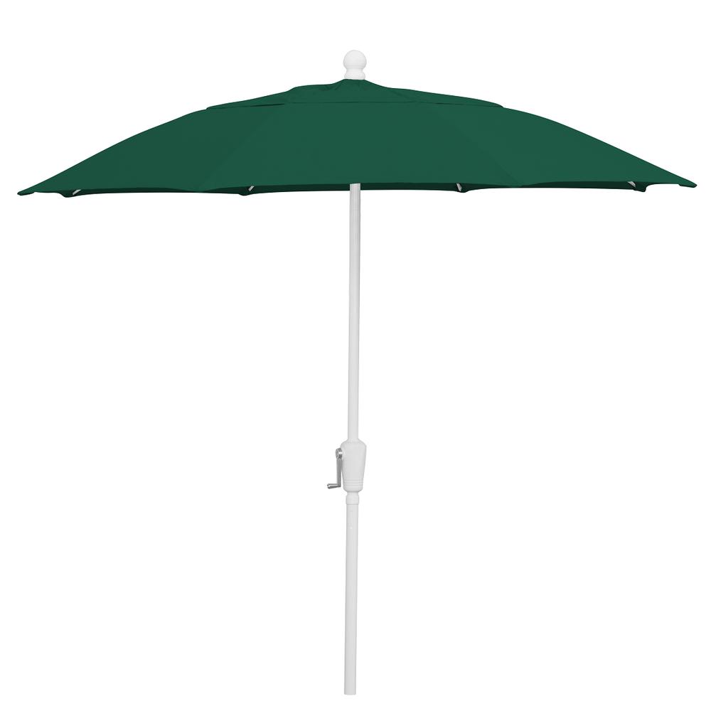 9' Oct Home Patio  Umbrella 8 Rib Crank White with Forest Green spun acrylic canopy. Picture 1