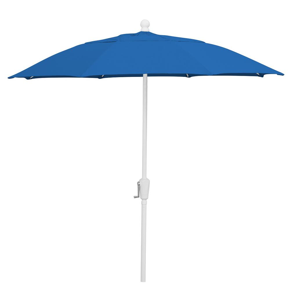 9' Oct Home Patio  Umbrella 8 Rib Crank White with Pacific Blue spun acrylic canopy. Picture 1