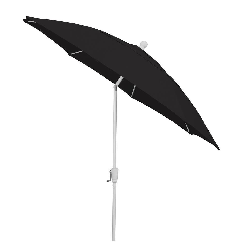 9' Oct Home Patio Tilt Umbrella 8 Rib Crank White with Black spun acrylic canopy. Picture 2