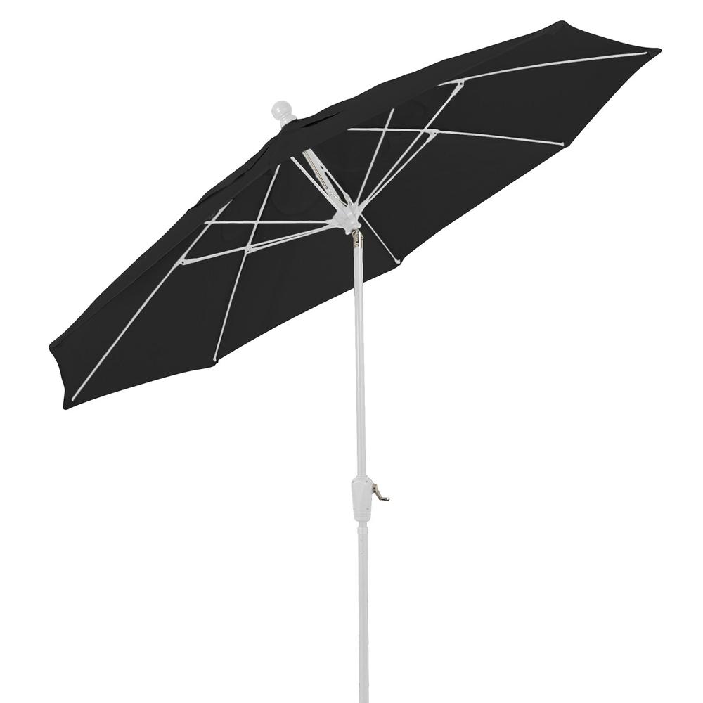 9' Oct Home Patio Tilt Umbrella 8 Rib Crank White with Black spun acrylic canopy. Picture 1