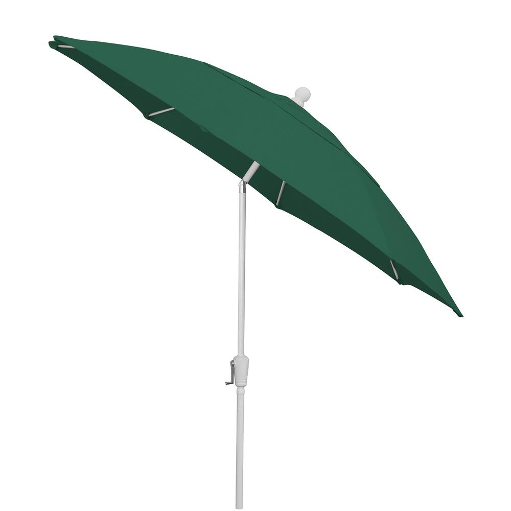 9' Oct Home Patio Tilt Umbrella 8 Rib Crank White with Forest Green spun acrylic canopy. Picture 2