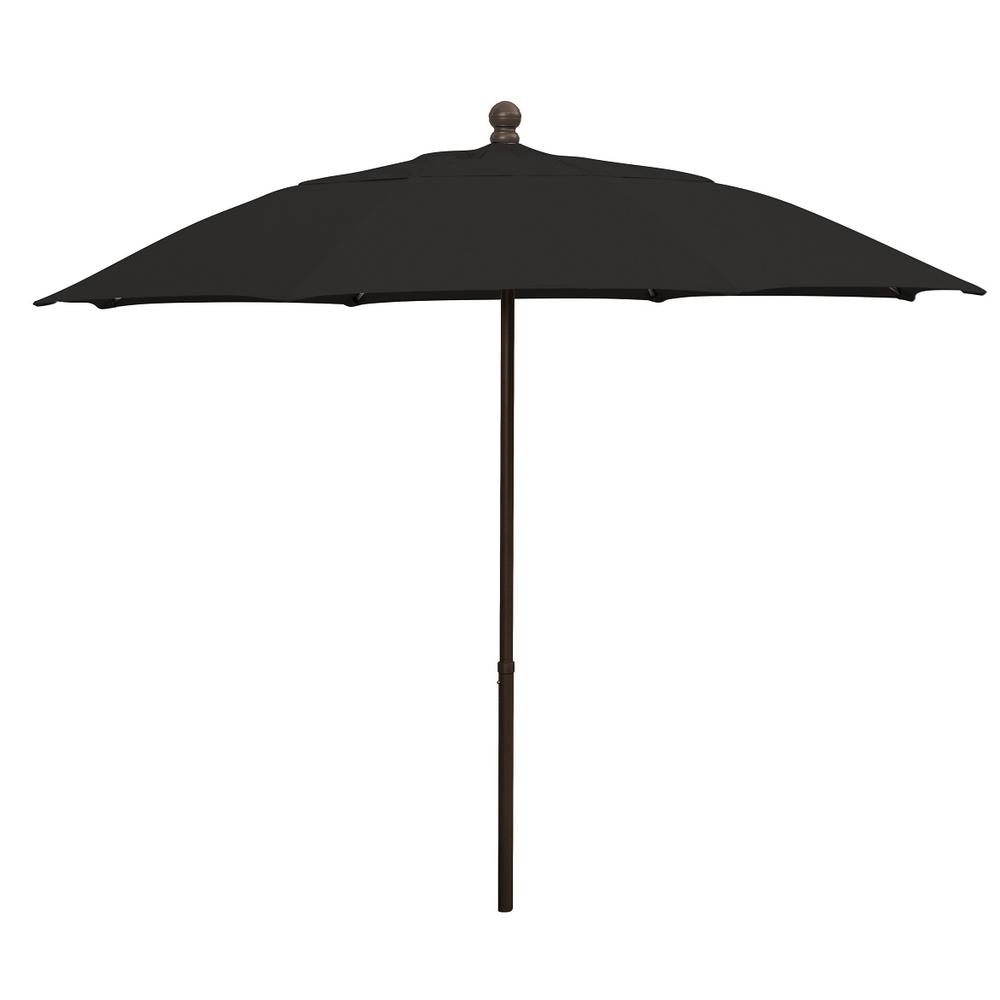 9' Oct Patio Umbrella 6 Rib Push Up Champagne Bronze with Black Spun Poly Canopy, 9HPUCB-Black. Picture 1