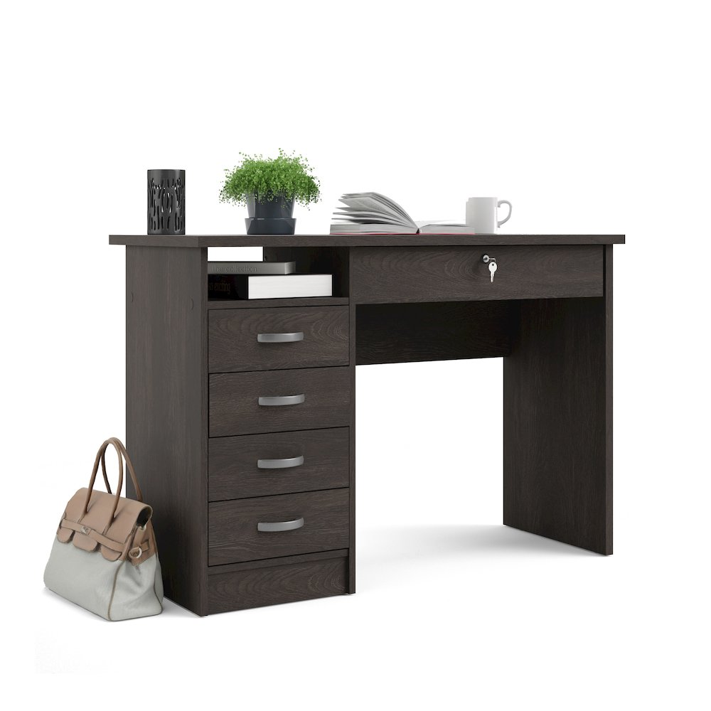 Walden Desk with 5 Drawers, Dark Chocolate. Picture 11
