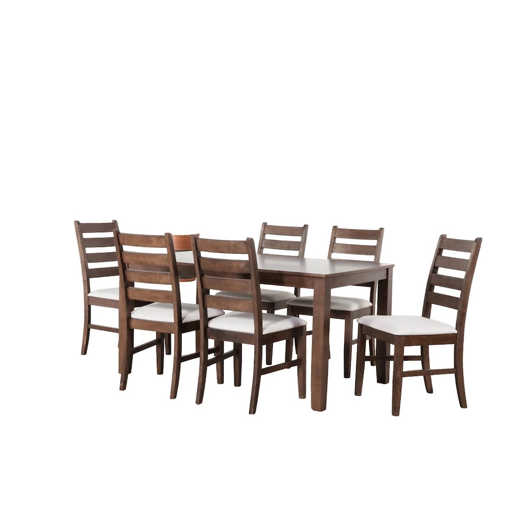 Pascal 59" Retangular Wood Dining Set with 6 Chairs in Walnut. Picture 1