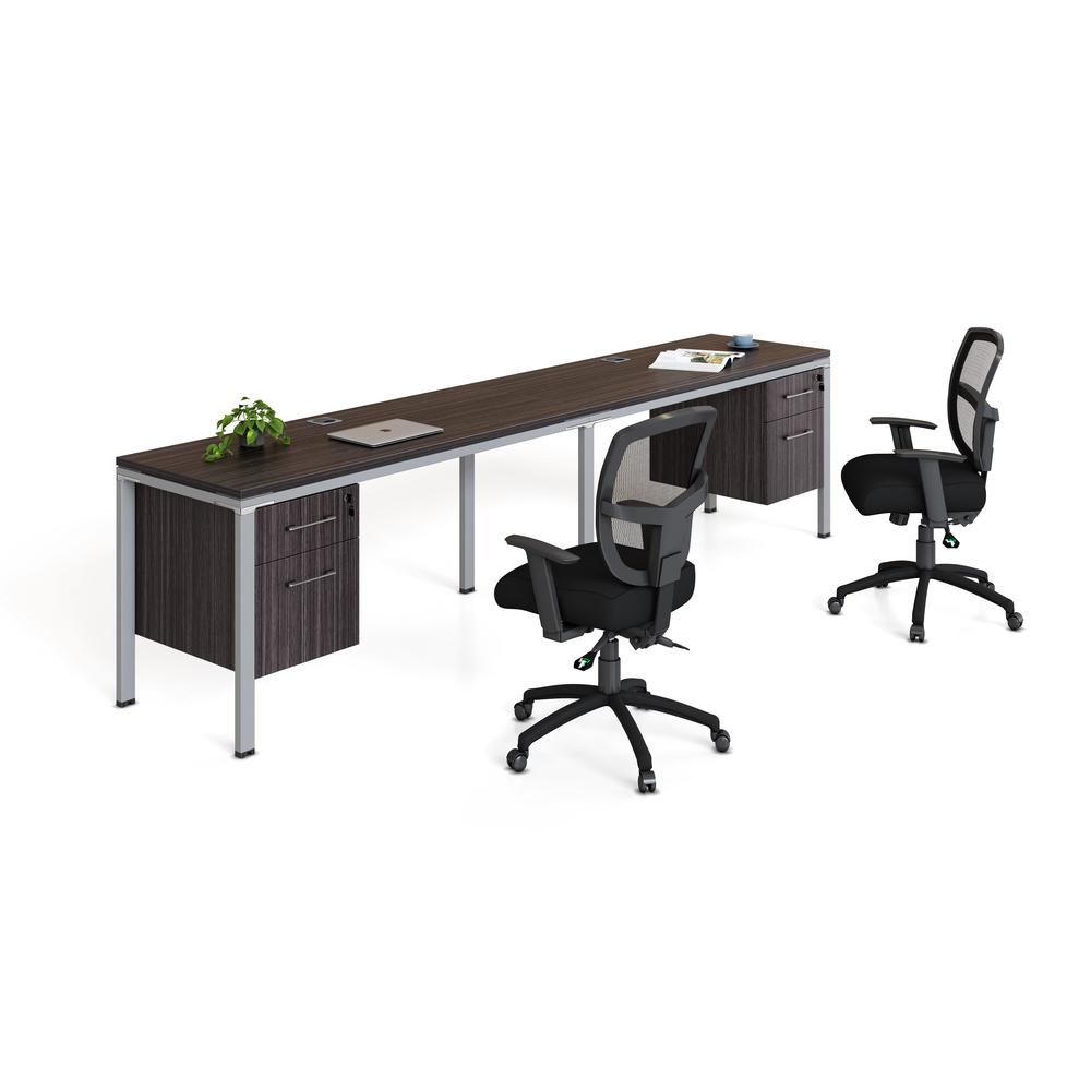 Double Desk, Side By Side With (2) Pedestals, 66" X 24". Picture 1