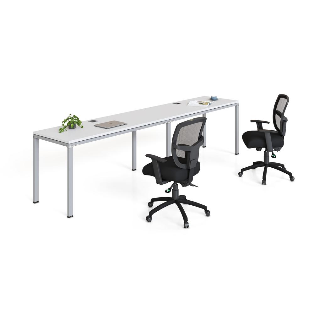 Double Desk, Side By Side, 66" X 24" Desk Top (Ea), White. Picture 1
