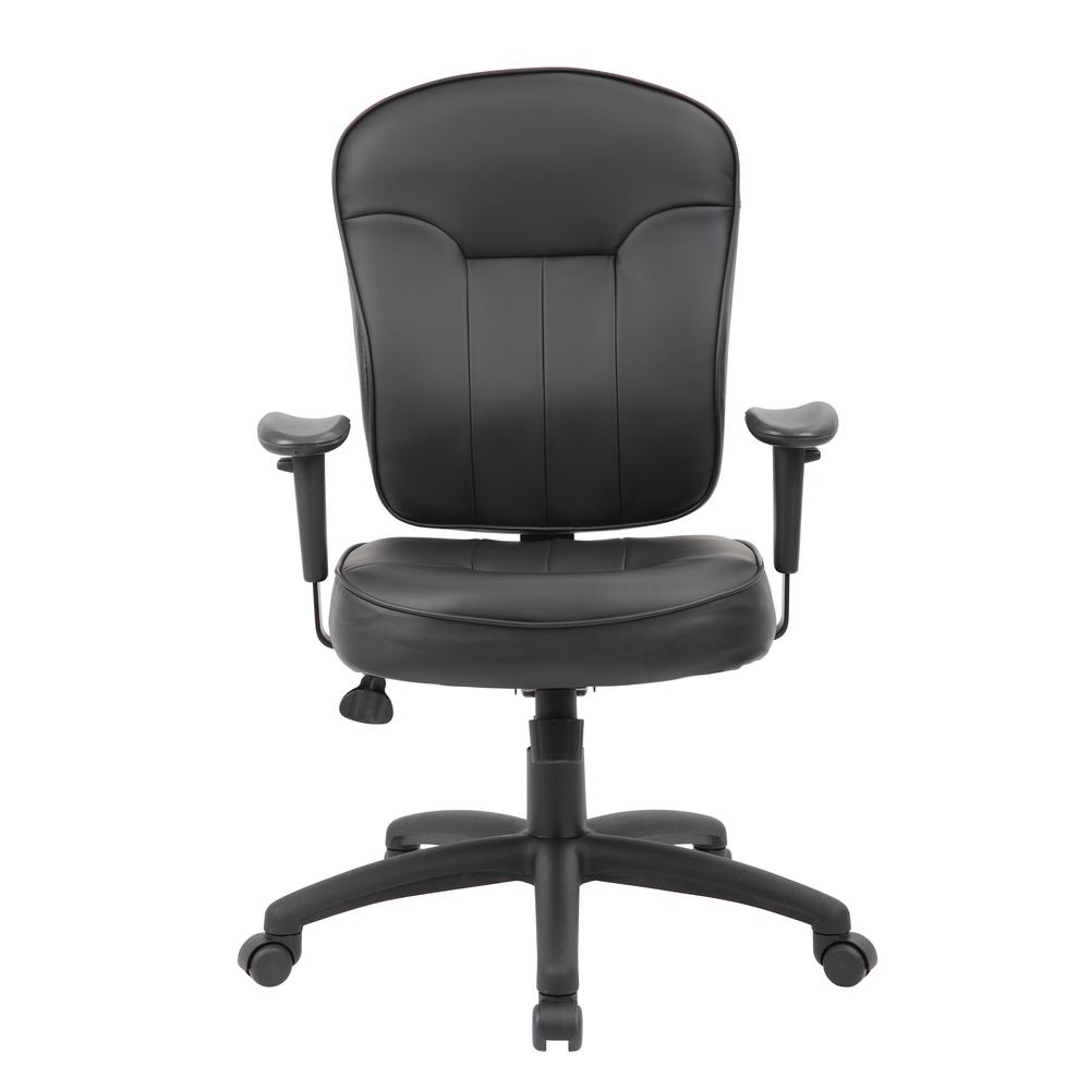 Boss Black Leather Task Chair W/ Adjustable Arms. Picture 4