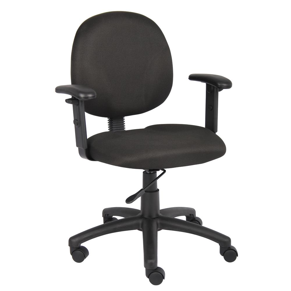 Boss Diamond Task Chair In Black W/ Adjustable Arms. Picture 1
