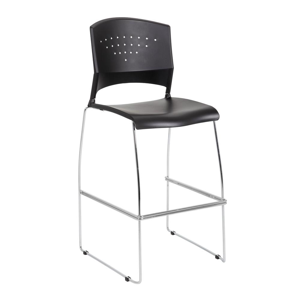 Boss Black Stool With Chrome Frame. Picture 1