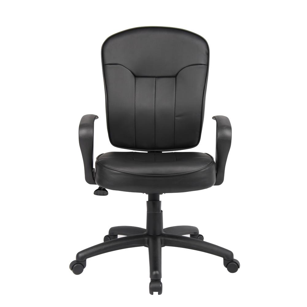 Boss Black Leather Task Chair W/ Loop Arms. Picture 4