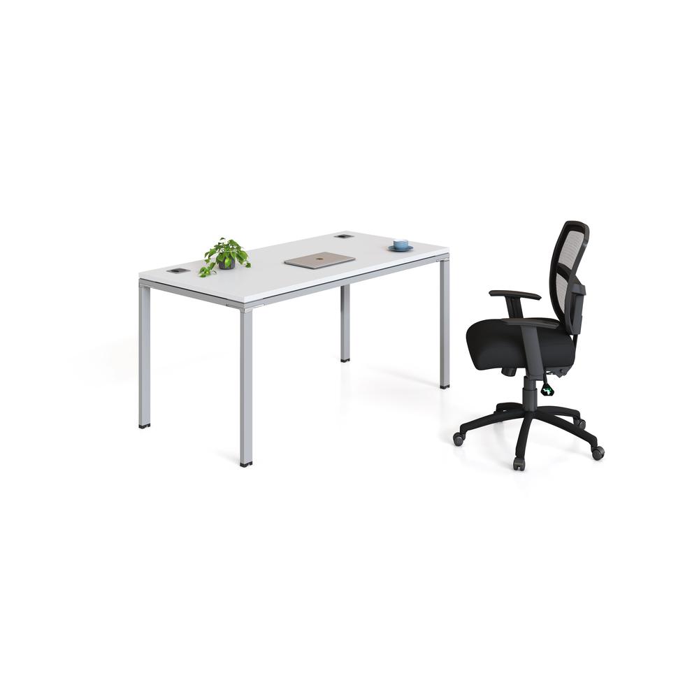 Single Desk, 60" X 24" Desk Top, White. Picture 1