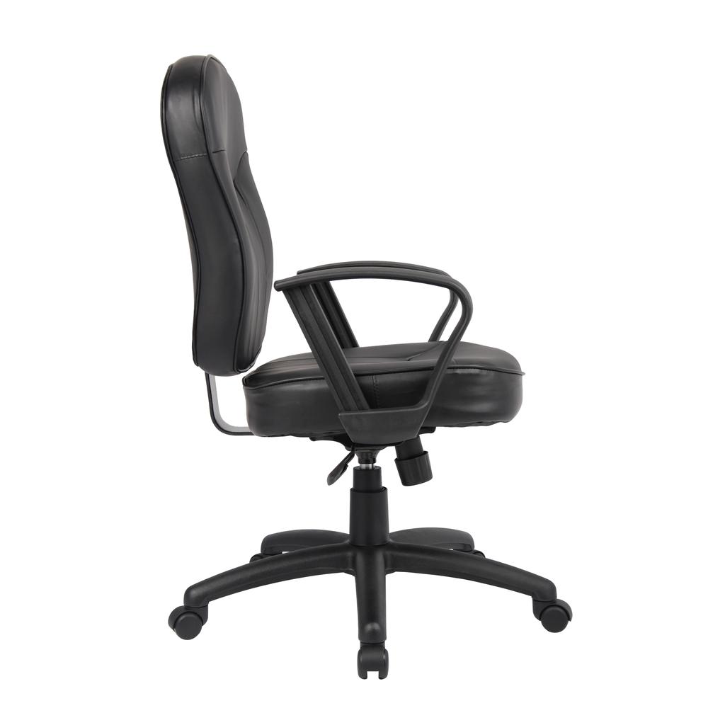Boss Black Leather Task Chair W/ Loop Arms. Picture 5