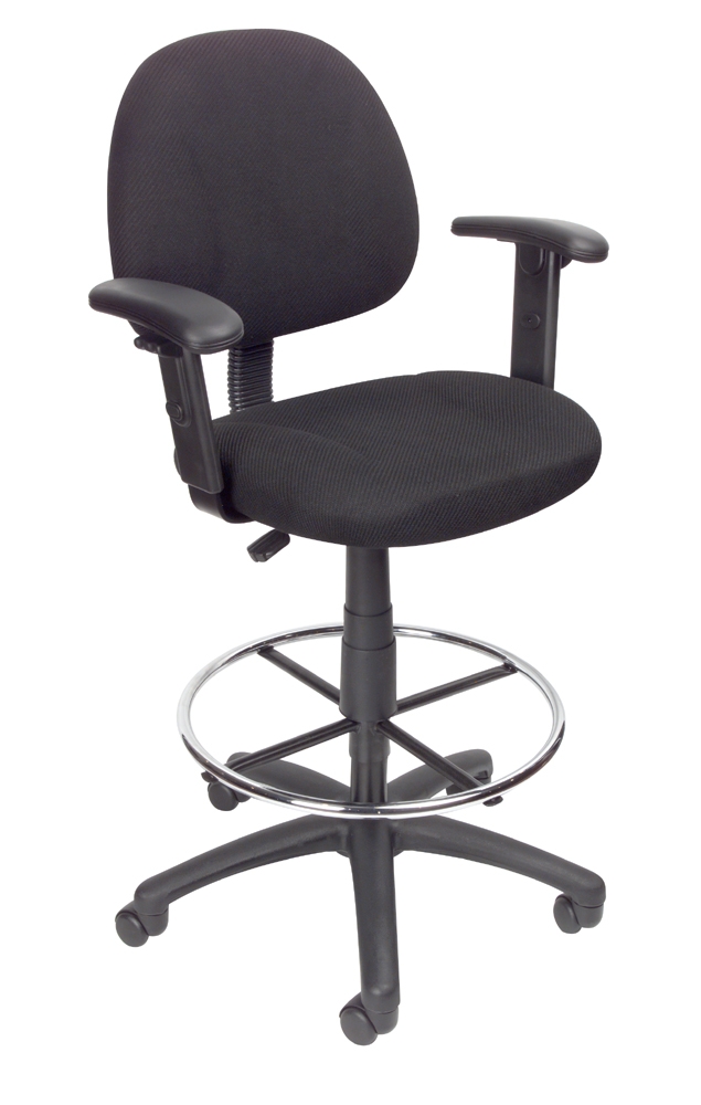 Boss Drafting Stool (B315-Bk) W/Footring And Adjustable Arms. The main picture.
