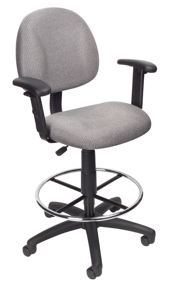 Boss Drafting Stool (B315-Gy) W/Footring And Adjustable Arms. The main picture.