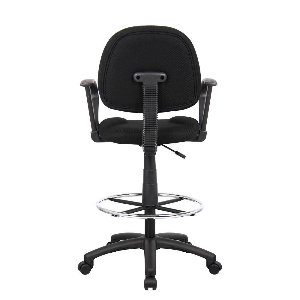 Boss Office Products Caressoft Drafting Stools W-Adj Arms & Footring-BLK New 