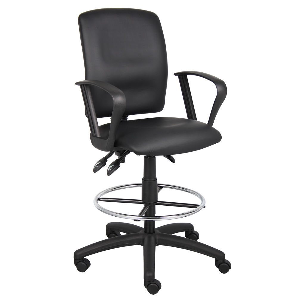 Boss Multi-Function LeatherPlus Drafting Stool W/ Loop Arms. The main picture.